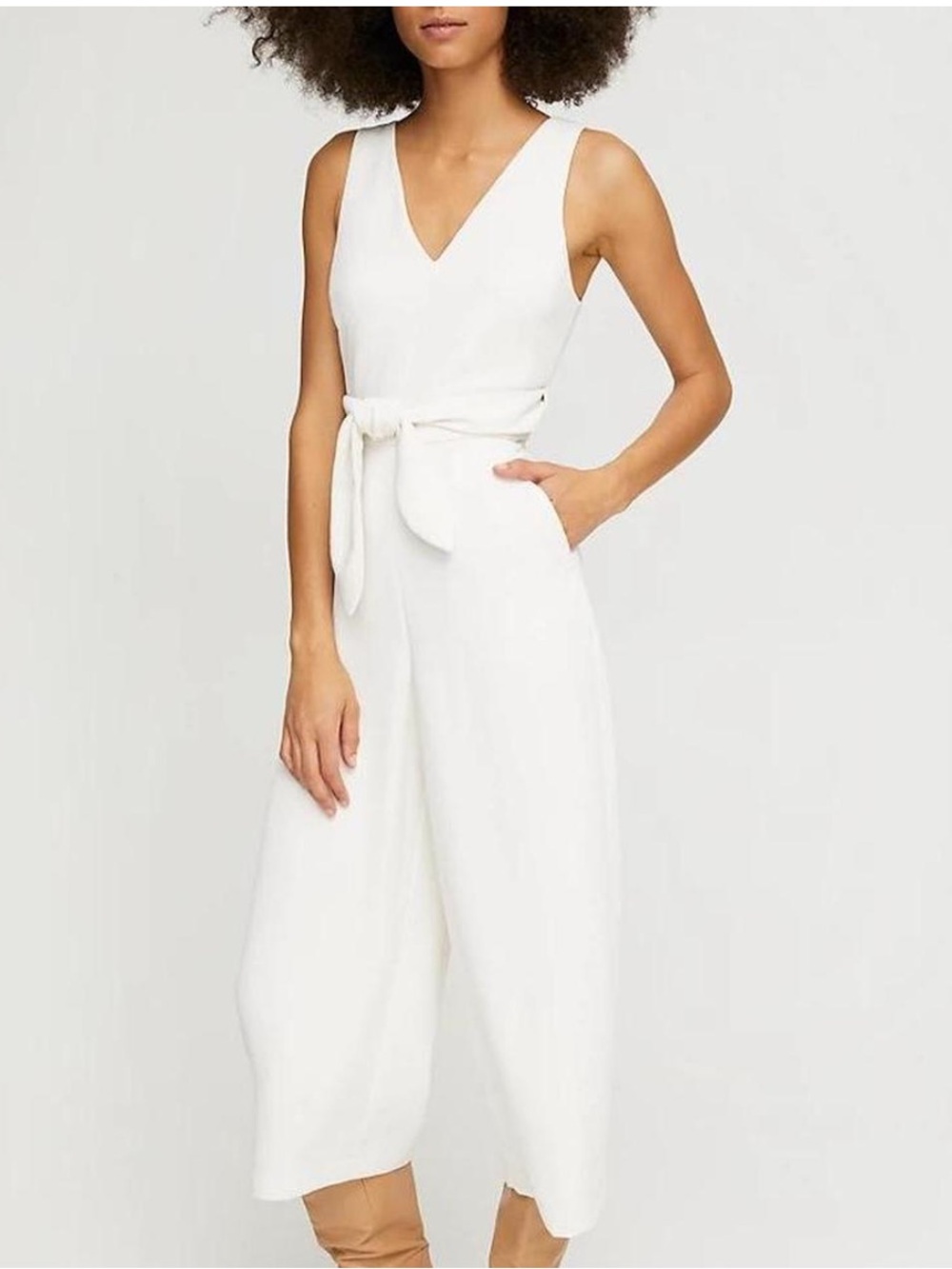 Aritzia Wilfred Ecoulement Cream & White Sleeveless Jumpsuit - Picture 16 of 16